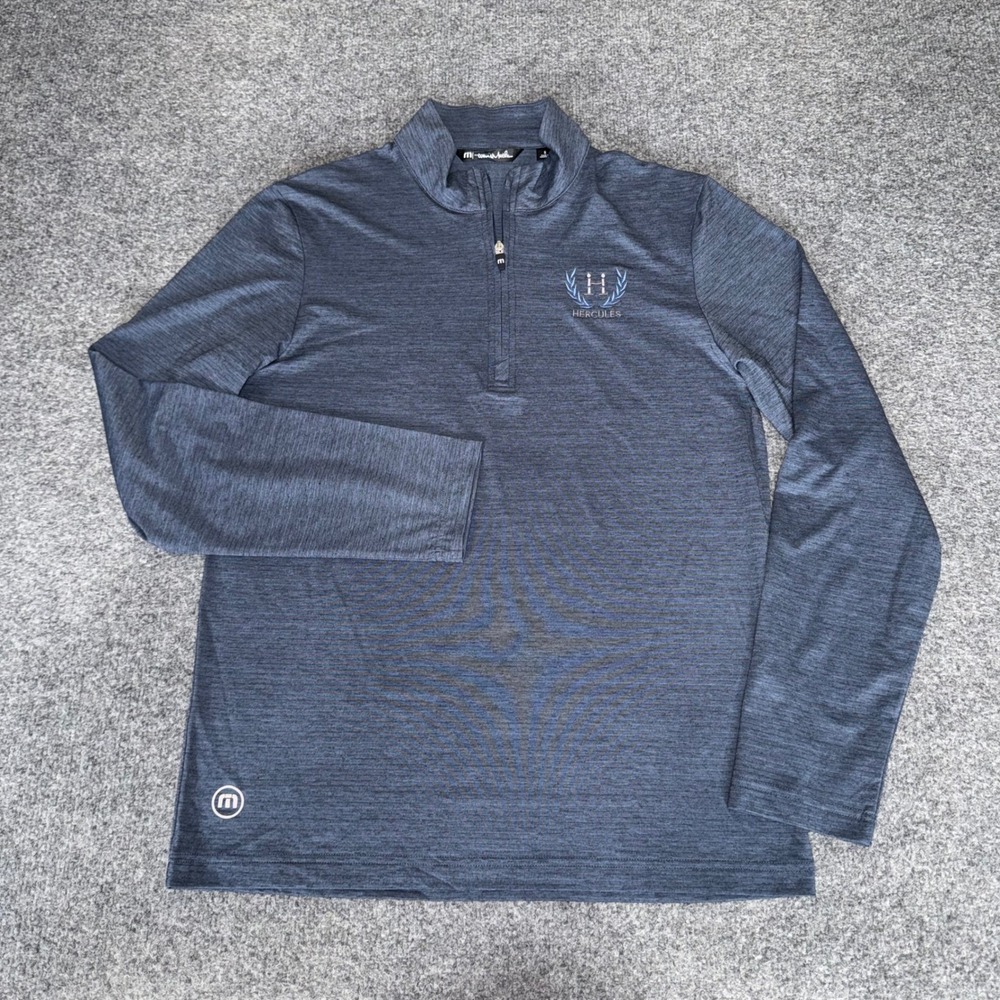 TravisMathew Mens S Blue‎ 1/4 Zip Pullover Performance Golf Stretch Lightweight